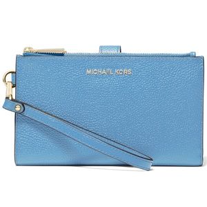 Michael Kors Double Zip Leather Wristlet/Phone Wallet
